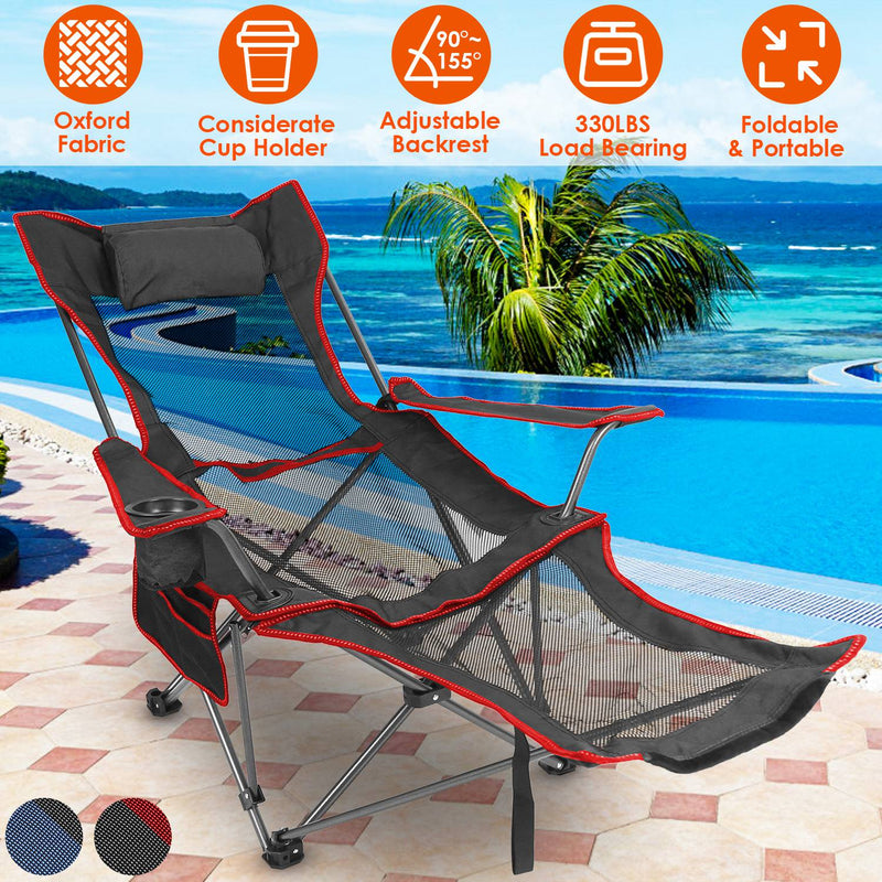 Load image into Gallery viewer, Foldable Camping Chair 330LBS Load Heavy Duty Steel Lawn Chair Collapsible Chair with Reclining Backrest Angle Cup Holder Pillow Side Pocket Carry Bag

