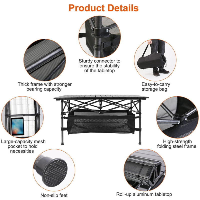 Load image into Gallery viewer, Folding Camping Table Portable Lightweight Aluminum Roll-up Picnic BBQ Desk with Carrying Bag Heavy Duty Outdoor Beach Backyard Party Patio
