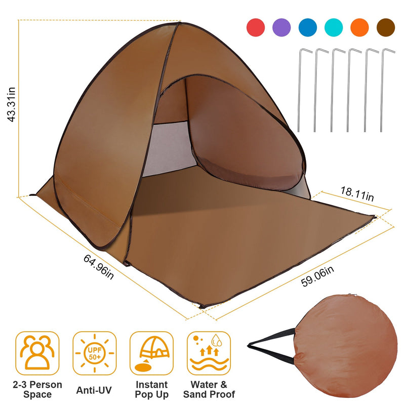 Load image into Gallery viewer, Pop Up Beach Tent Sun Shade Shelter Anti-UV Automatic Waterproof Tent Canopy for 2/3 Man w/ Net Window Storage Bag for Outdoor Beach Camping Fishing P
