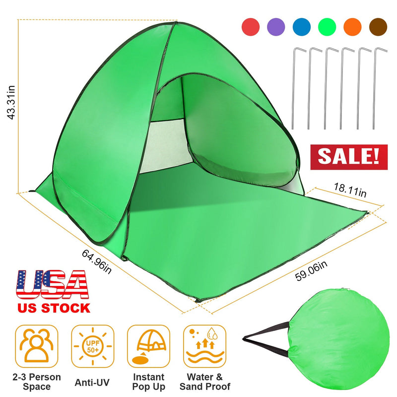Load image into Gallery viewer, Pop Up Beach Tent Sun Shade Shelter Anti-UV Automatic Waterproof Tent Canopy for 2/3 Man w/ Net Window Storage Bag for Outdoor Beach Camping Fishing P

