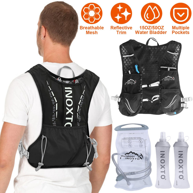 Load image into Gallery viewer, Sport Hydration Vest Running Backpack with 15oz 50oz Water Bladder Adjustable Strap Storage Bag for Trail Running Marathon Race Hiking
