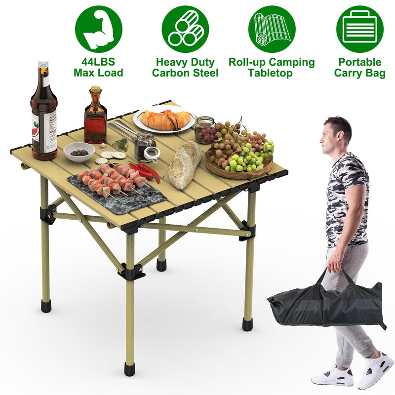 Load image into Gallery viewer, Folding Camping Table Portable Lightweight Carbon Steel Roll-up Picnic BBQ Desk with Carry Bag Heavy Duty for Outdoor Beach Backyard Party Patio Campi
