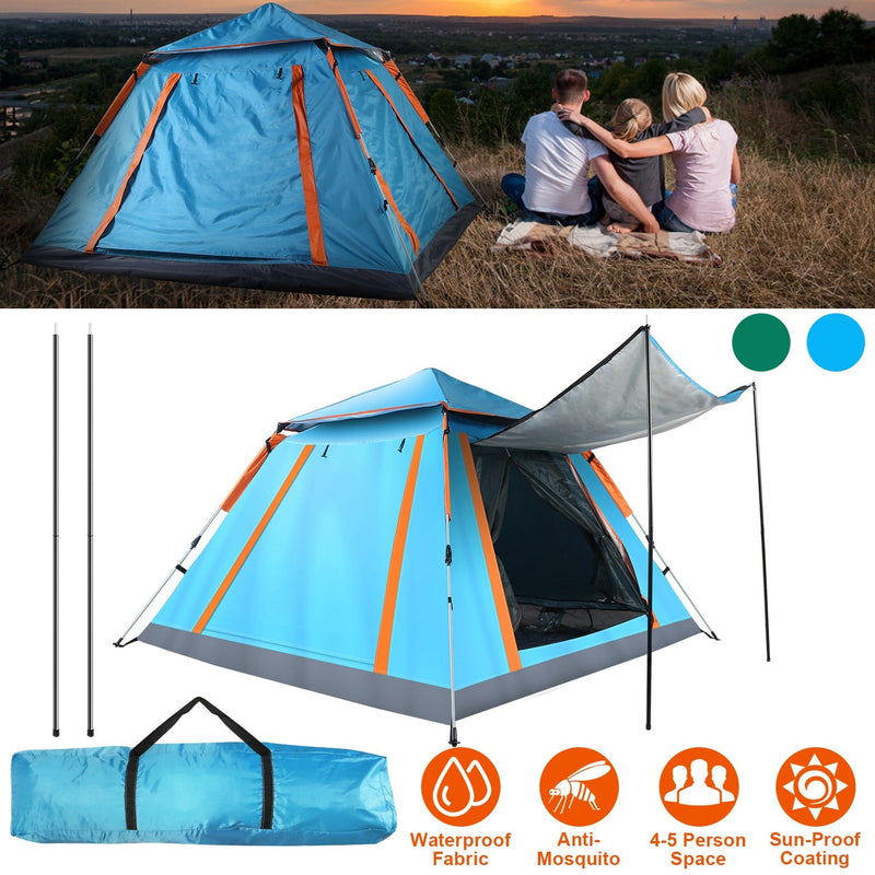 Load image into Gallery viewer, 4-5 Person Camping Tent Outdoor Foldable Waterproof Tent with 2 Mosquito Nets Windows Carrying Bag for Hiking Climbing Adventure Fishing
