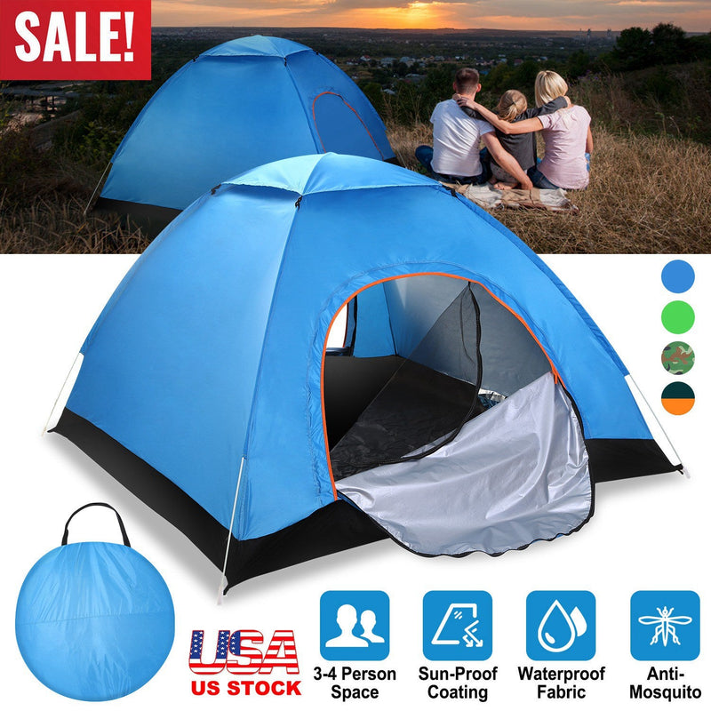 Load image into Gallery viewer, 4 Persons Camping Waterproof Tent Pop Up Tent Instant Setup Tent w/2 Mosquito Net Doors Carrying Bag Folding 4 Seasons for Hiking Climbing Adventure F
