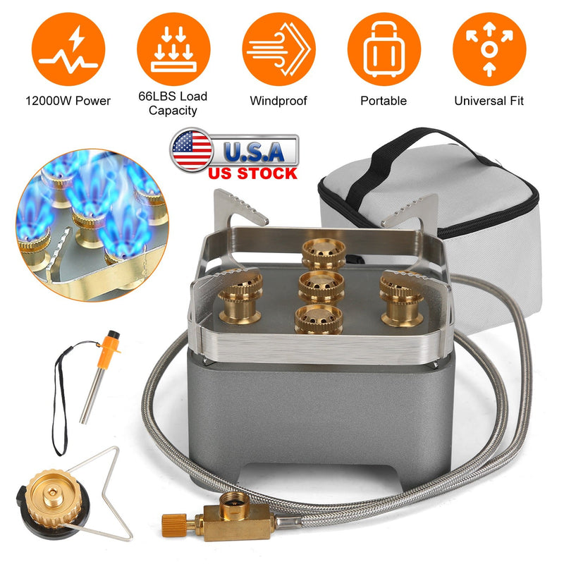 Load image into Gallery viewer, 12000W Portable Camping Stove With Cassette Adapter Windproof Outdoor Backpacking Burner with Carrying Case Igniter for Outdoor Hiking Camping Picnic
