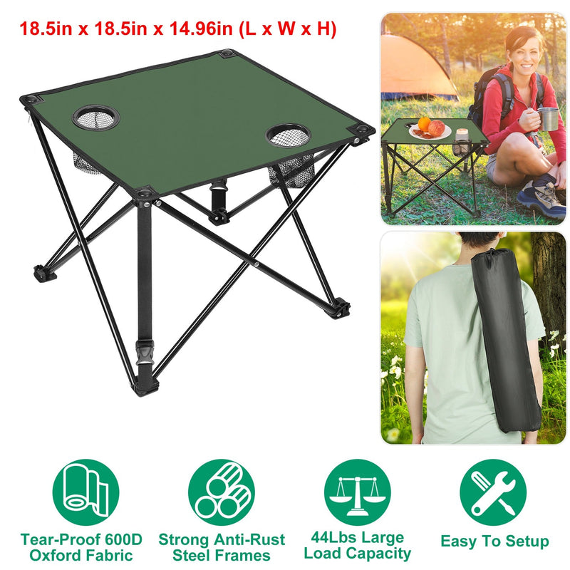 Load image into Gallery viewer, 2Pcs Foldable Camping Table Portable Picnic Table Lightweight Travel Desk with 2 Cup Holders/Table Carrying Bag

