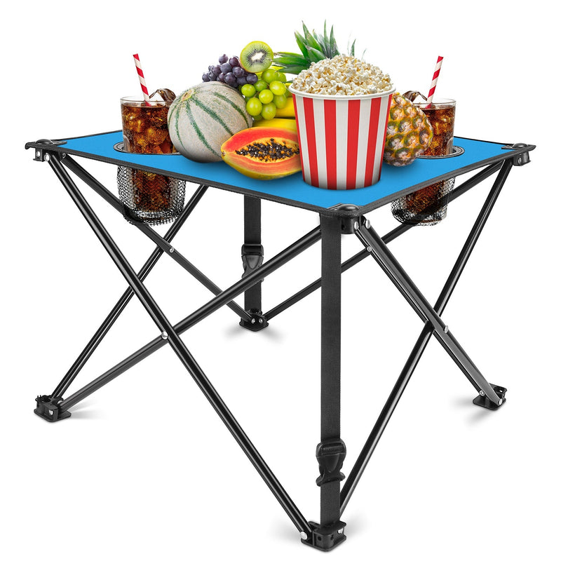 Load image into Gallery viewer, 2Pcs Foldable Camping Table Portable Picnic Table Lightweight Travel Desk with 2 Cup Holders/Table Carrying Bag
