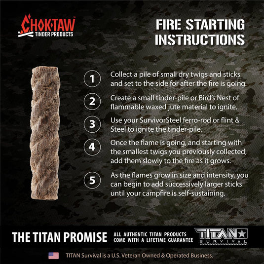 CHOKTAW Waxed Jute Rope Tinder Sticks
