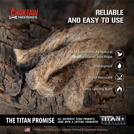 CHOKTAW Waxed Jute Rope Tinder Sticks