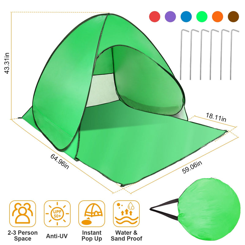 Load image into Gallery viewer, Pop Up Beach Tent Sun Shade Shelter Anti-UV Automatic Waterproof Tent Canopy for 2/3 Man w/ Net Window Storage Bag for Outdoor Beach Camping Fishing P
