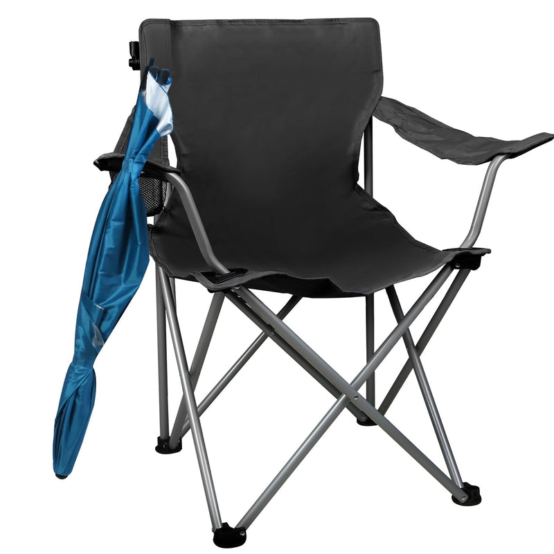 Load image into Gallery viewer, Foldable Beach Chair with Detachable Umbrella Armrest Adjustable Canopy Stool with Cup Holder Carry Bag for Camping Poolside Travel Picnic Lawn Chair
