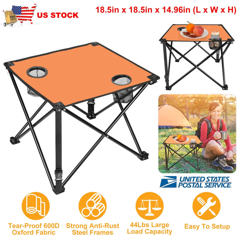Load image into Gallery viewer, 2Pcs Foldable Camping Table Portable Picnic Table Lightweight Travel Desk with 2 Cup Holders/Table Carrying Bag
