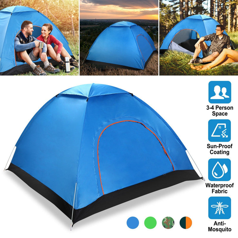 Load image into Gallery viewer, 4 Persons Camping Waterproof Tent Pop Up Tent Instant Setup Tent w/2 Mosquito Net Doors Carrying Bag Folding 4 Seasons for Hiking Climbing Adventure F
