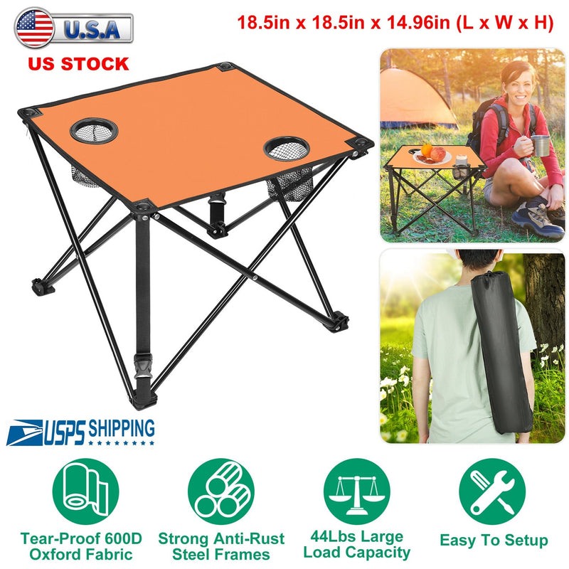 Load image into Gallery viewer, 2Pcs Foldable Camping Table Portable Picnic Table Lightweight Travel Desk with 2 Cup Holders/Table Carrying Bag
