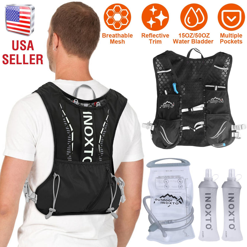 Load image into Gallery viewer, Sport Hydration Vest Running Backpack with 15oz 50oz Water Bladder Adjustable Strap Storage Bag for Trail Running Marathon Race Hiking

