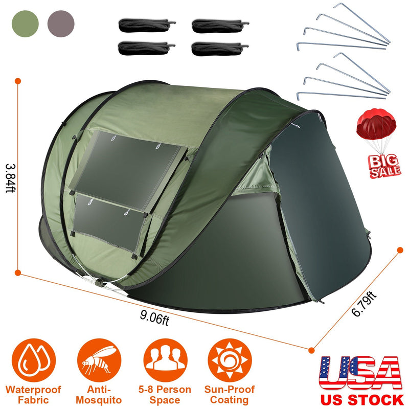 Load image into Gallery viewer, 3-4 Person Pop Up Tent Automatic Setup Camping Tent Waterproof Instant Setup Tent with 2 Mosquito Net Windows Carrying Bag for Hiking Climbing Adventu
