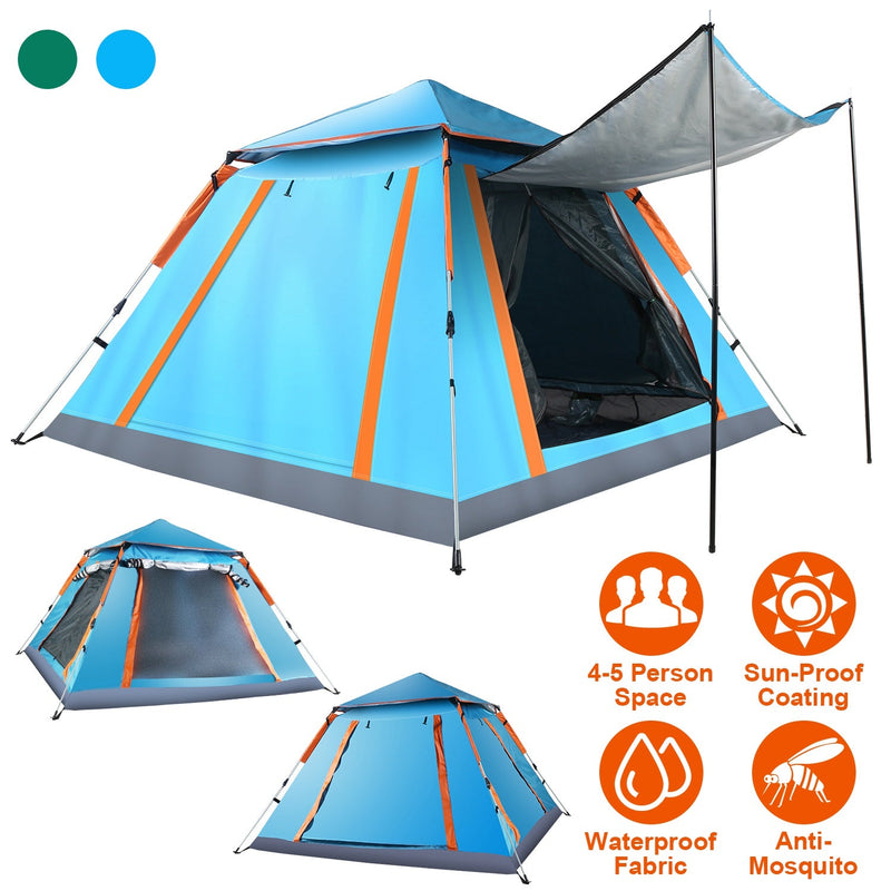 Load image into Gallery viewer, 4-5 Person Camping Tent Outdoor Foldable Waterproof Tent with 2 Mosquito Nets Windows Carrying Bag for Hiking Climbing Adventure Fishing
