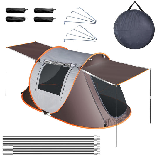 3-4 Person Pop Up Tent Automatic Setup Camping Tent Waterproof Instant Setup Tent with 2 Mosquito Net Windows Carrying Bag for Hiking Climbing Adventu