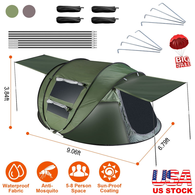 Load image into Gallery viewer, 3-4 Person Pop Up Tent Automatic Setup Camping Tent Waterproof Instant Setup Tent with 2 Mosquito Net Windows Carrying Bag for Hiking Climbing Adventu
