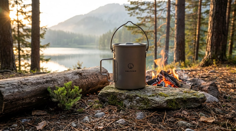 Load image into Gallery viewer, Valtcan 900ml Titanium Pot Boil, Cook &amp; Drink From One Pot · 134g · Nests Your Nalgene
