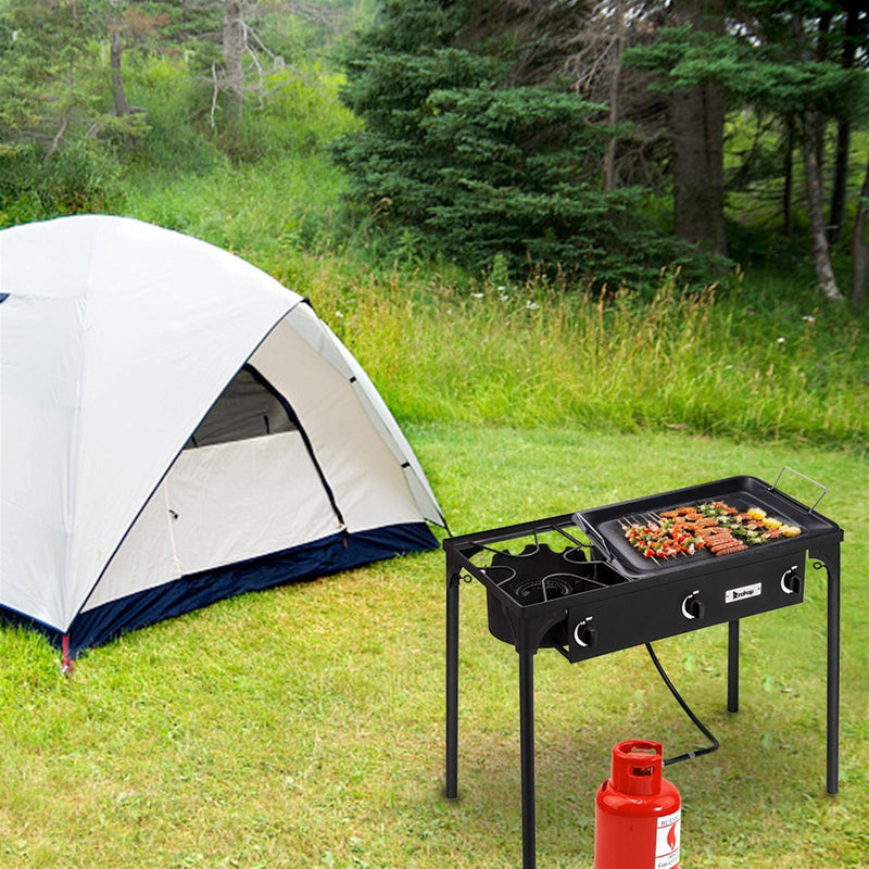 Load image into Gallery viewer, 225,000 BTU Outdoor Propane Camp Stove – 3 Burner Cooker
