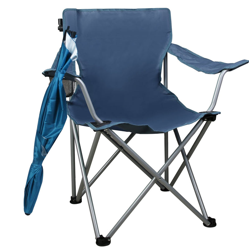 Load image into Gallery viewer, Foldable Beach Chair with Detachable Umbrella Armrest Adjustable Canopy Stool with Cup Holder Carry Bag for Camping Poolside Travel Picnic Lawn Chair
