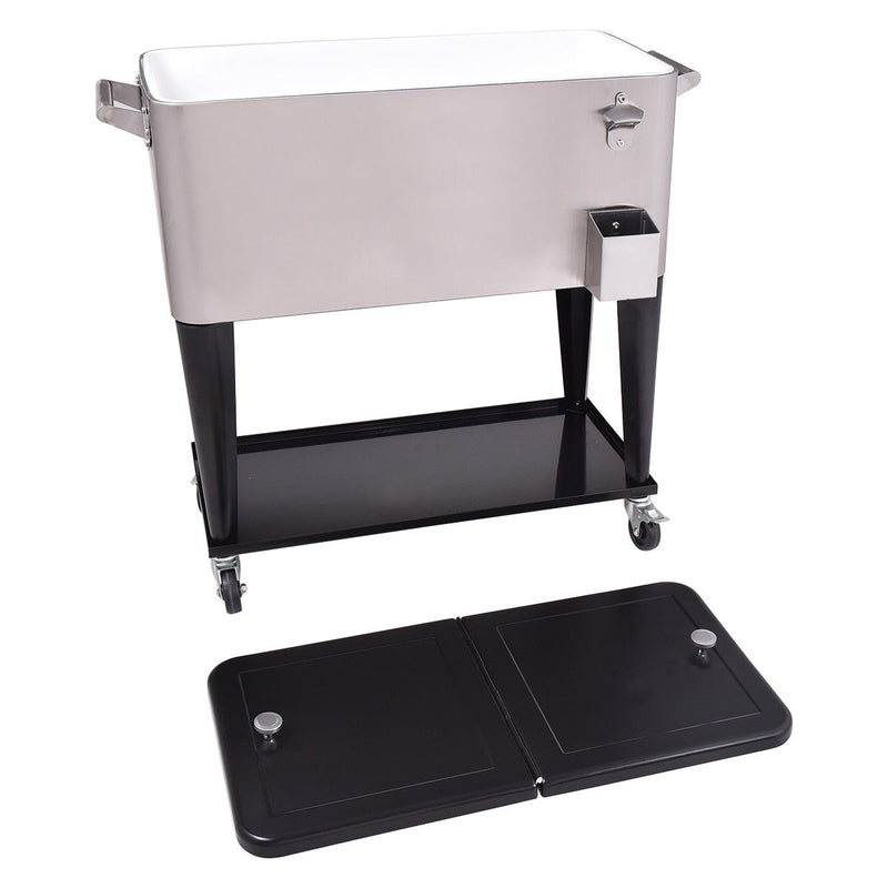 Load image into Gallery viewer, 80 Quart Patio Rolling Stainless Steel Ice Beverage Cooler

