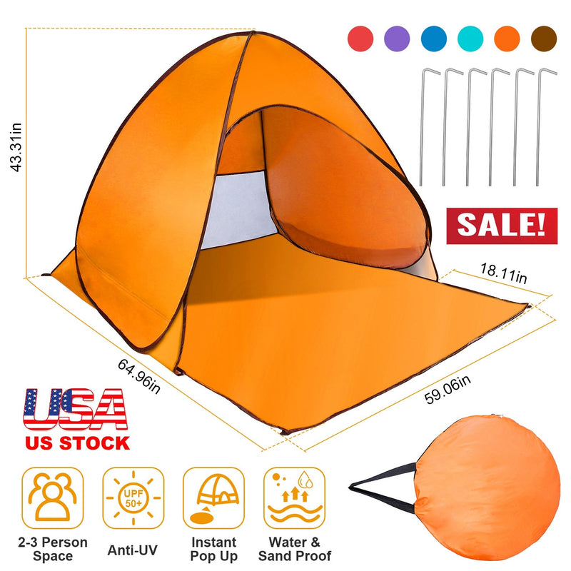 Load image into Gallery viewer, Pop Up Beach Tent Sun Shade Shelter Anti-UV Automatic Waterproof Tent Canopy for 2/3 Man w/ Net Window Storage Bag for Outdoor Beach Camping Fishing P
