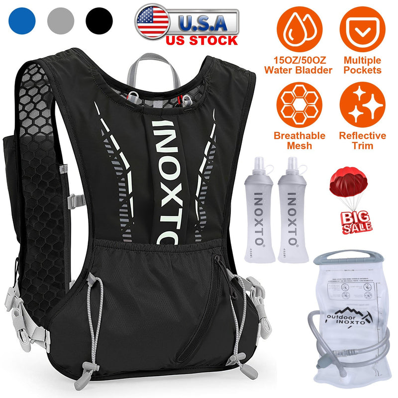 Load image into Gallery viewer, Sport Hydration Vest Running Backpack with 15oz 50oz Water Bladder Adjustable Strap Storage Bag for Trail Running Marathon Race Hiking
