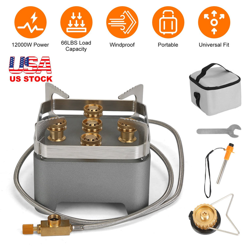 Load image into Gallery viewer, 12000W Portable Camping Stove With Cassette Adapter Windproof Outdoor Backpacking Burner with Carrying Case Igniter for Outdoor Hiking Camping Picnic
