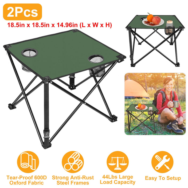 Load image into Gallery viewer, 2Pcs Foldable Camping Table Portable Picnic Table Lightweight Travel Desk with 2 Cup Holders/Table Carrying Bag
