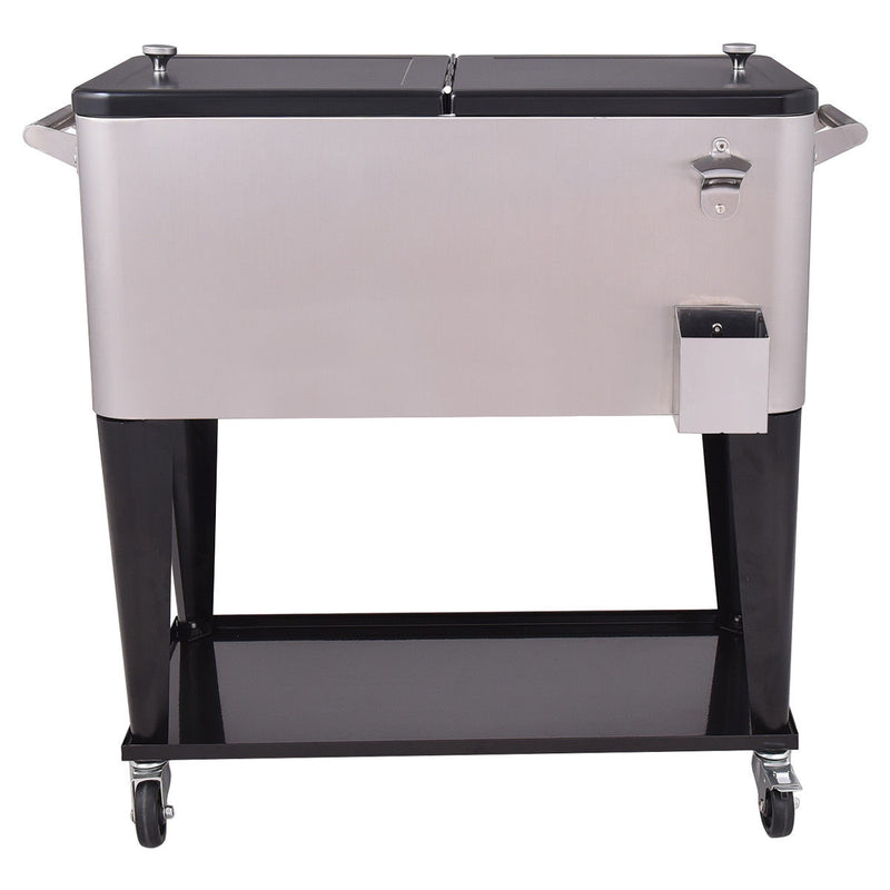 Load image into Gallery viewer, 80 Quart Patio Rolling Stainless Steel Ice Beverage Cooler
