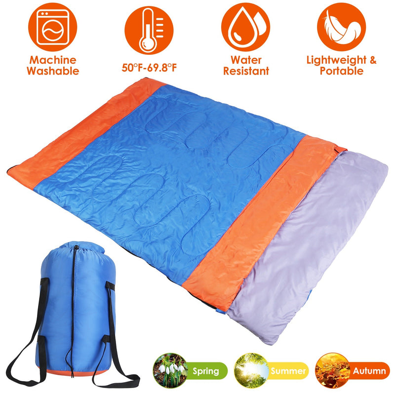 Load image into Gallery viewer, 3 People Sleeping Bag for Adult Kids Lightweight Water Resistant Camping Cotton Liner Cold Warm Weather Indoor Outdoor Use 3 Season with Sack for Spri
