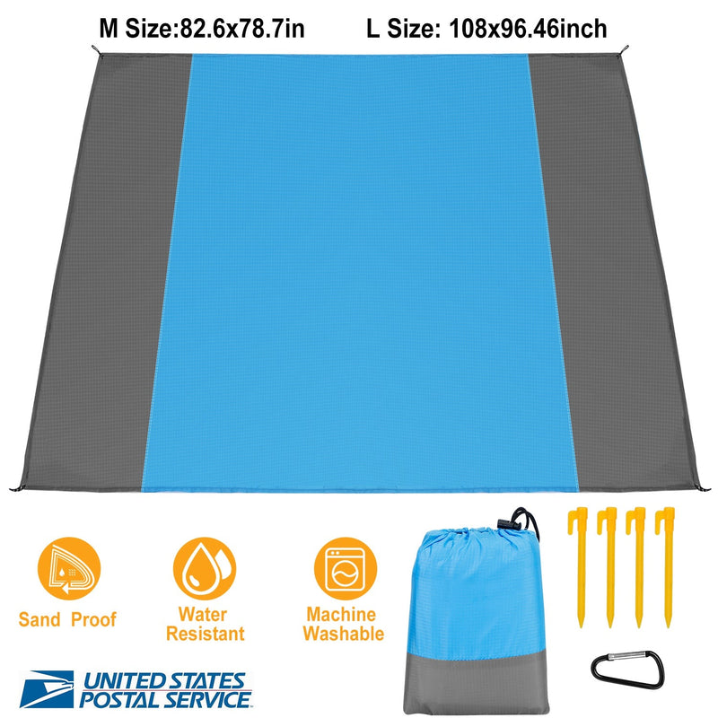 Load image into Gallery viewer, 108x96.46in Sand Proof Picnic Blanket Water Resistant Foldable Camping Beach Mat w/ 4 Anchors 1 Carry Bag For 4-6 People
