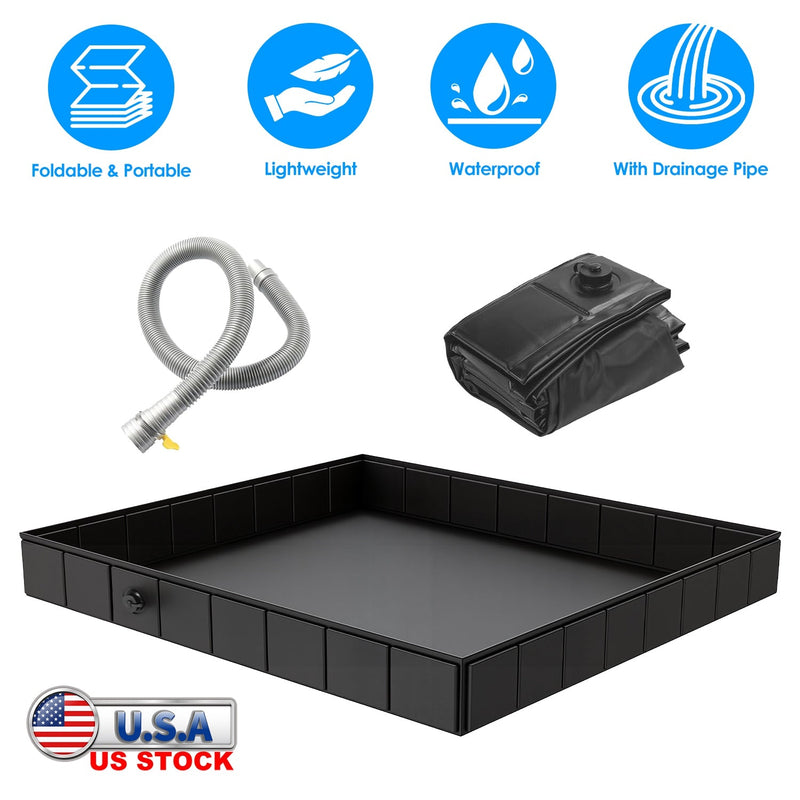 Load image into Gallery viewer, 41x41x5.5in Portable Shower Pan Foldable Shower Basin Collapsible Camping Shower Tent Base with Detachable Drain Pipe for Indoor &amp; Outdoor
