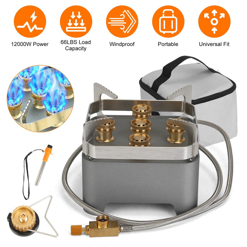 Load image into Gallery viewer, 12000W Portable Camping Stove With Cassette Adapter Windproof Outdoor Backpacking Burner with Carrying Case Igniter for Outdoor Hiking Camping Picnic
