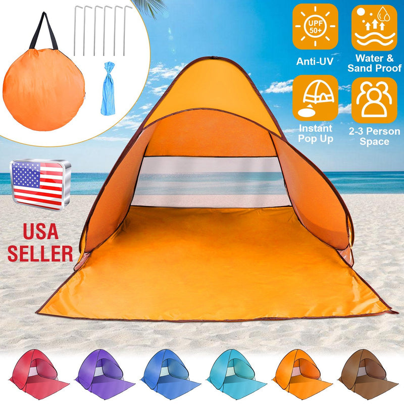 Load image into Gallery viewer, Pop Up Beach Tent Sun Shade Shelter Anti-UV Automatic Waterproof Tent Canopy for 2/3 Man w/ Net Window Storage Bag for Outdoor Beach Camping Fishing P
