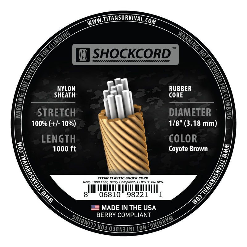 Load image into Gallery viewer, 1/8" Coyote Brown Shock Cord, 1000 FT SPOOL
