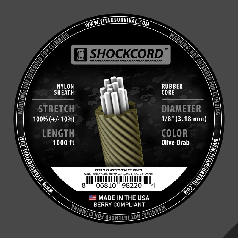Load image into Gallery viewer, 1/8" Olive-Drab Shock Cord, 1000 FT SPOOL

