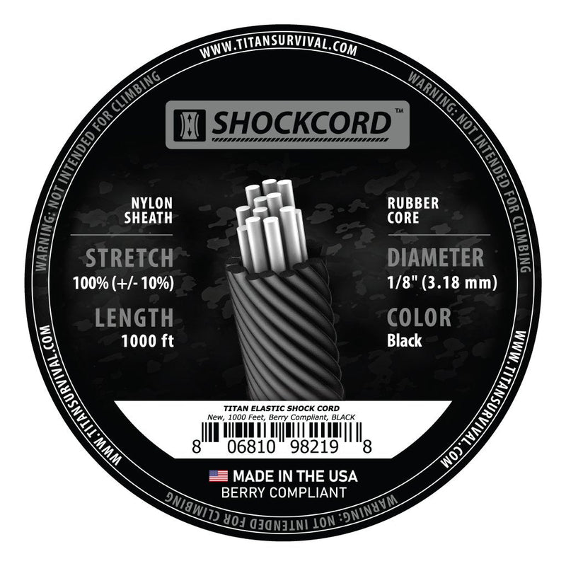 Load image into Gallery viewer, 1/8" Black Shock Cord, 1000 FT SPOOL

