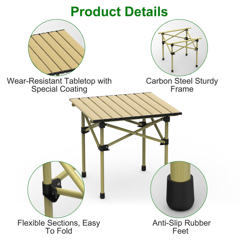 Load image into Gallery viewer, Folding Camping Table Portable Lightweight Carbon Steel Roll-up Picnic BBQ Desk with Carry Bag Heavy Duty for Outdoor Beach Backyard Party Patio Campi

