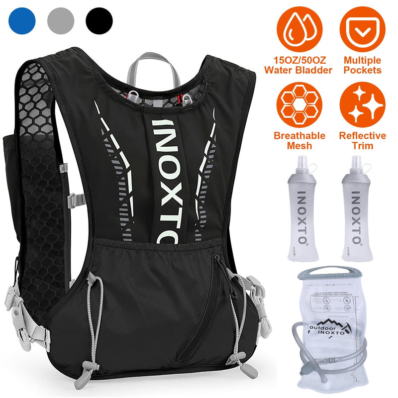Load image into Gallery viewer, Sport Hydration Vest Running Backpack with 15oz 50oz Water Bladder Adjustable Strap Storage Bag for Trail Running Marathon Race Hiking
