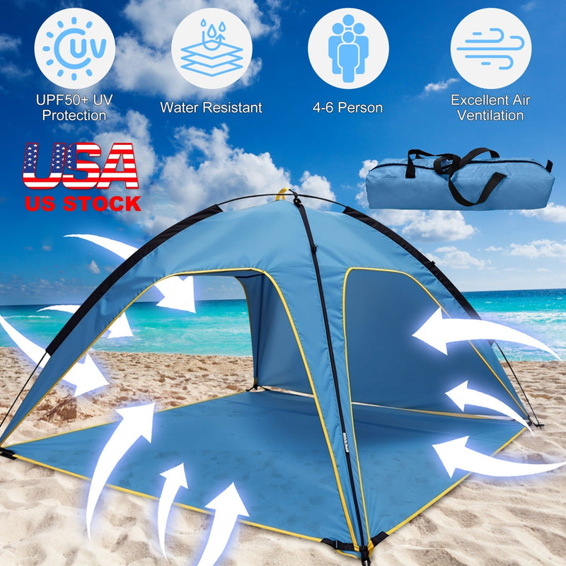 Load image into Gallery viewer, Beach Tent Outdoor Waterproof Tent Canopy for 4-6 Person with 3 Door Openings Carrying Bag UPF50+ Easy Setup for Beach Picnic Camping Hiking Adventure
