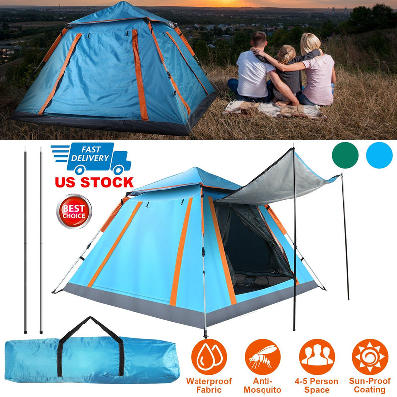 Load image into Gallery viewer, 4-5 Person Camping Tent Outdoor Foldable Waterproof Tent with 2 Mosquito Nets Windows Carrying Bag for Hiking Climbing Adventure Fishing
