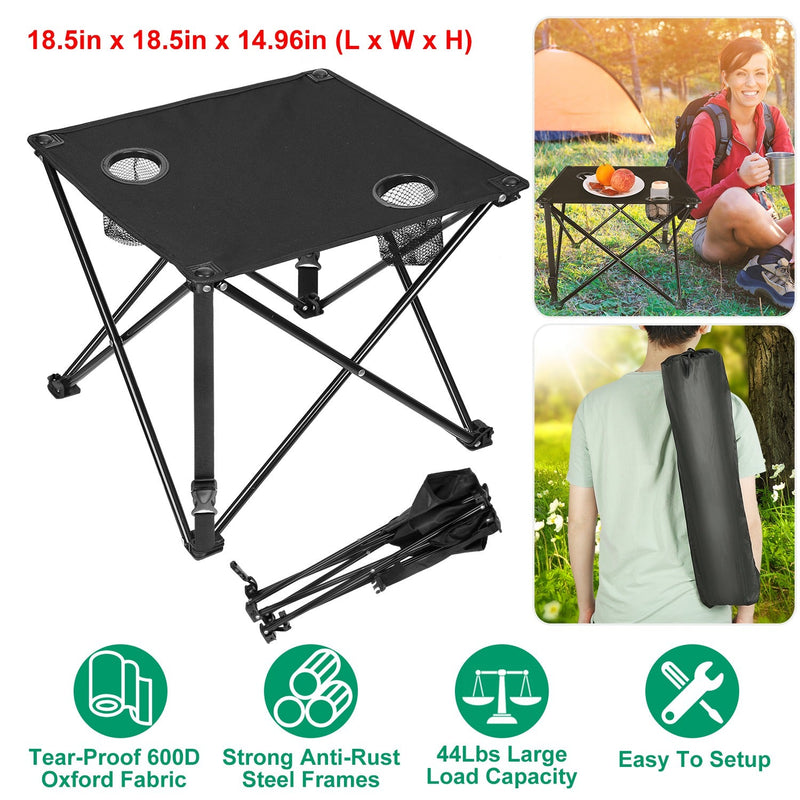 Load image into Gallery viewer, 2Pcs Foldable Camping Table Portable Picnic Table Lightweight Travel Desk with 2 Cup Holders/Table Carrying Bag
