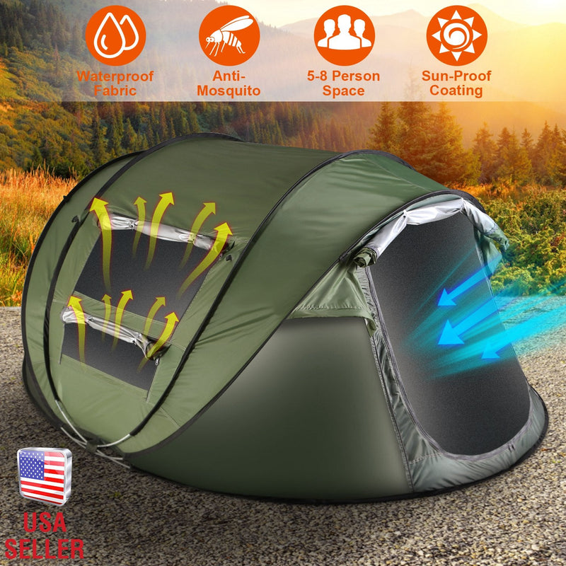 Load image into Gallery viewer, 3-4 Person Pop Up Tent Automatic Setup Camping Tent Waterproof Instant Setup Tent with 2 Mosquito Net Windows Carrying Bag for Hiking Climbing Adventu

