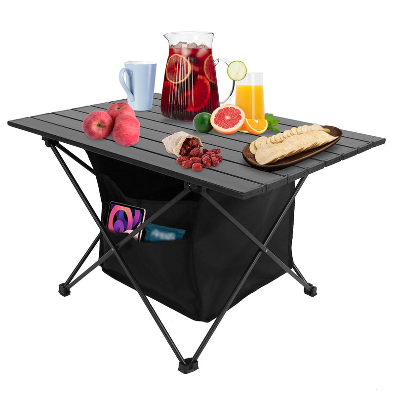 Load image into Gallery viewer, Foldable Camping Table With Storage Basket Rustproof Portable Aluminum Alloy Roll-Up Camping Table With Carrying Bag For Camping Hiking BBQ Picnic Fis
