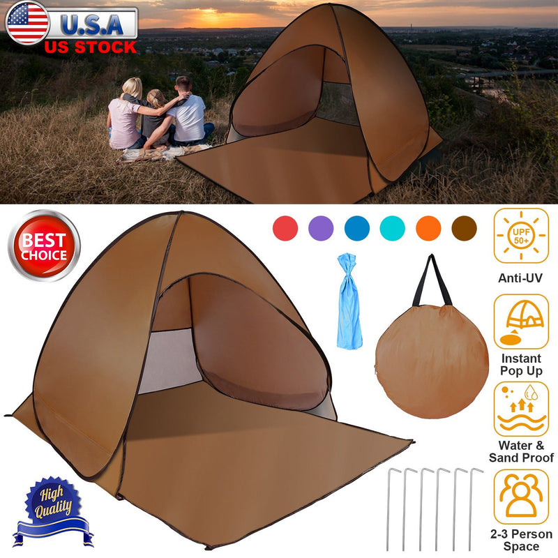 Load image into Gallery viewer, Pop Up Beach Tent Sun Shade Shelter Anti-UV Automatic Waterproof Tent Canopy for 2/3 Man w/ Net Window Storage Bag for Outdoor Beach Camping Fishing P
