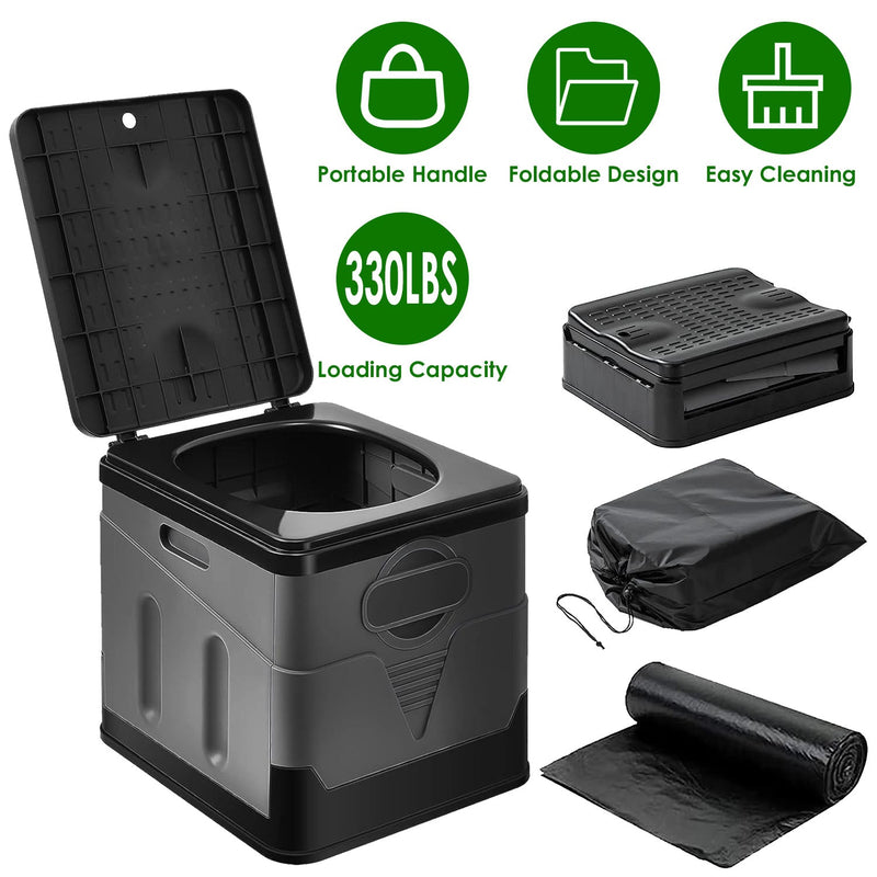 Load image into Gallery viewer, Portable Toilet for Car Camping Boating Hiking Outdoor Travel Potty with Carry Bag Foldable Emergency Toilet with Lid Trash Bags
