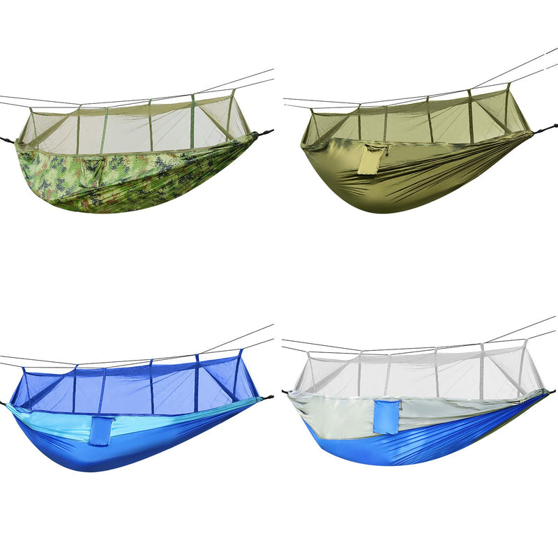 Load image into Gallery viewer, 600lbs Load 2 Persons Hammock w/Mosquito Net Outdoor Hiking Camping Hommock Portable Nylon Swing Hanging Bed w/ Strap Hook Carry Bag
